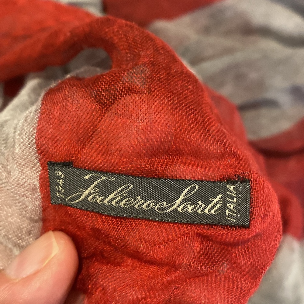 Faliero sarti American flag silk scarf in good preowned condition